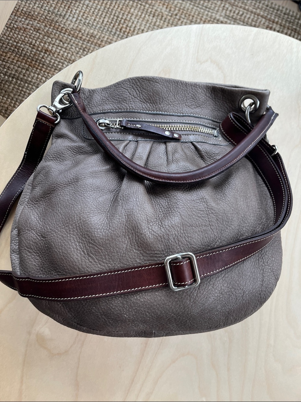 Vintage Roots Large Olivia Taupe Leather Bag - Picture 8 of 13